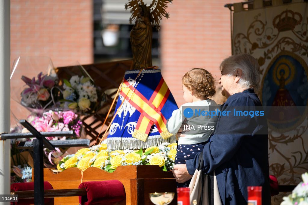 ALCOBENDAS, MADRID, SPAIN, OCTOBER 12, 2026: Worshippers attend Mass at the Hermitage of Nuestra Señora del Pilar. October 12 marks the Feast of the Virgen del Pilar and is also Spain’s National Day, known as Día de la Hispanidad. Photo by Tomas Calle / JNA Press (Photo by Tomas Calle/JNA Press via Nexpher Images)