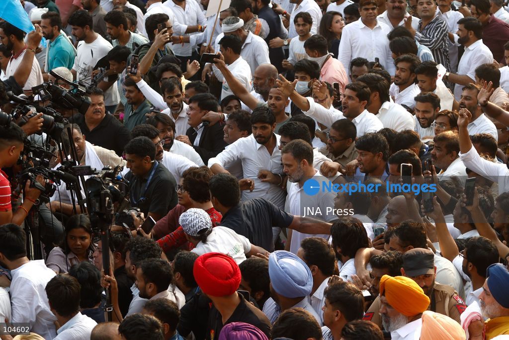 NEW DELHI, INDIA, OCTOBER 12, 2026: Congress leader Rahul Gandhi takes part in a protest march from Barakhamba Road towards the Supreme Court in New Delhi, demanding the resignation of India's Chief Election Commissioner Gyanesh Kumar over alleged irregularities in the Special Intensive Revision (SIR) of electoral rolls. The Election Commission denies wrongdoing. Photo by Vishal Kapoor / JNA Press. (Photo by Vishal Kapoor/JNA Press via Nexpher Images)