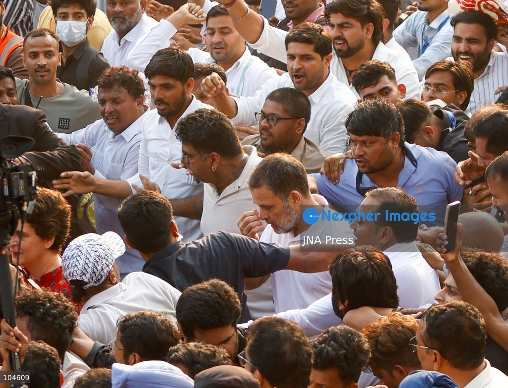 NEW DELHI, INDIA, OCTOBER 12, 2026: Congress leader Rahul Gandhi takes part in a protest march from Barakhamba Road towards the Supreme Court in New Delhi, demanding the resignation of India's Chief Election Commissioner Gyanesh Kumar over alleged irregularities in the Special Intensive Revision (SIR) of electoral rolls. The Election Commission denies wrongdoing. Photo by Vishal Kapoor / JNA Press. (Photo by Vishal Kapoor/JNA Press via Nexpher Images)
