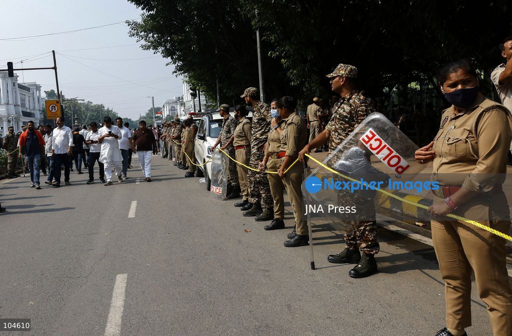 NEW DELHI, INDIA, OCTOBER 12, 2026: Congress leader Rahul Gandhi takes part in a protest march from Barakhamba Road towards the Supreme Court in New Delhi, demanding the resignation of India's Chief Election Commissioner Gyanesh Kumar over alleged irregularities in the Special Intensive Revision (SIR) of electoral rolls. The Election Commission denies wrongdoing. Photo by Vishal Kapoor / JNA Press. (Photo by Vishal Kapoor/JNA Press via Nexpher Images)