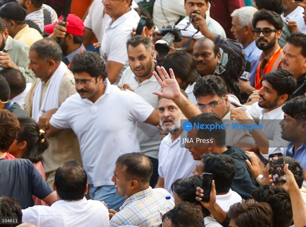NEW DELHI, INDIA, OCTOBER 12, 2026: Congress leader Rahul Gandhi takes part in a protest march from Barakhamba Road towards the Supreme Court in New Delhi, demanding the resignation of India's Chief Election Commissioner Gyanesh Kumar over alleged irregularities in the Special Intensive Revision (SIR) of electoral rolls. The Election Commission denies wrongdoing. Photo by Vishal Kapoor / JNA Press. (Photo by Vishal Kapoor/JNA Press via Nexpher Images)