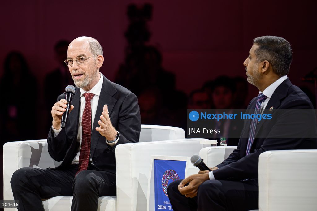 BANGKOK, THAILAND - OCTOBER 12, 2026: Google Vice President for Public Policy, Emerging Markets Doron Avni (L) speaks as Patrick J. McGovern Foundation President Vilas Dhar takes part in “Small AI: More and Better Jobs” during the 2026 Annual Meetings of the International Monetary Fund and the World Bank Group in Bangkok. The session explores how affordable and accessible artificial intelligence can improve productivity and create jobs. Photo by Watsawat Koktabtim / JNA Press. (Photo by Watsawat "James" Koktabtim/JNA Press via Nexpher Images)