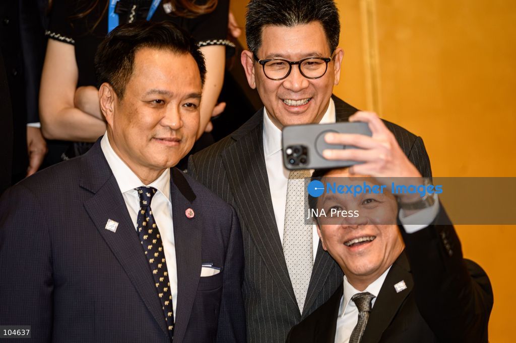 BANGKOK, THAILAND - OCTOBER 12, 2026: Thailand’s Prime Minister Anutin Charnvirakul (L), with Thailand's Minister of Finance Ekniti Nitithanprapas (R) pose for the photo during the 2026 Annual Meetings of the International Monetary Fund and the World Bank Group in Bangkok. Photo by Watsawat Koktabtim / JNA Press. (Photo by Watsawat "James" Koktabtim/JNA Press via Nexpher Images)
