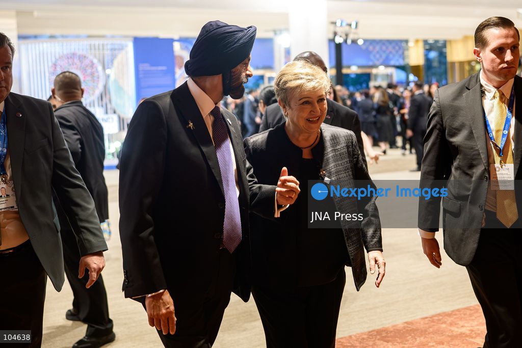 BANGKOK, THAILAND - OCTOBER 12, 2026: World Bank Group President Ajay Banga (L) speaks with International Monetary Fund Managing Director Kristalina Georgieva (R) during Thailand’s Prime Minister Anutin Charnvirakul visits the 2026 Annual Meetings of the International Monetary Fund and the World Bank Group in Bangkok. Photo by Watsawat Koktabtim / JNA Press. (Photo by Watsawat "James" Koktabtim/JNA Press via Nexpher Images)