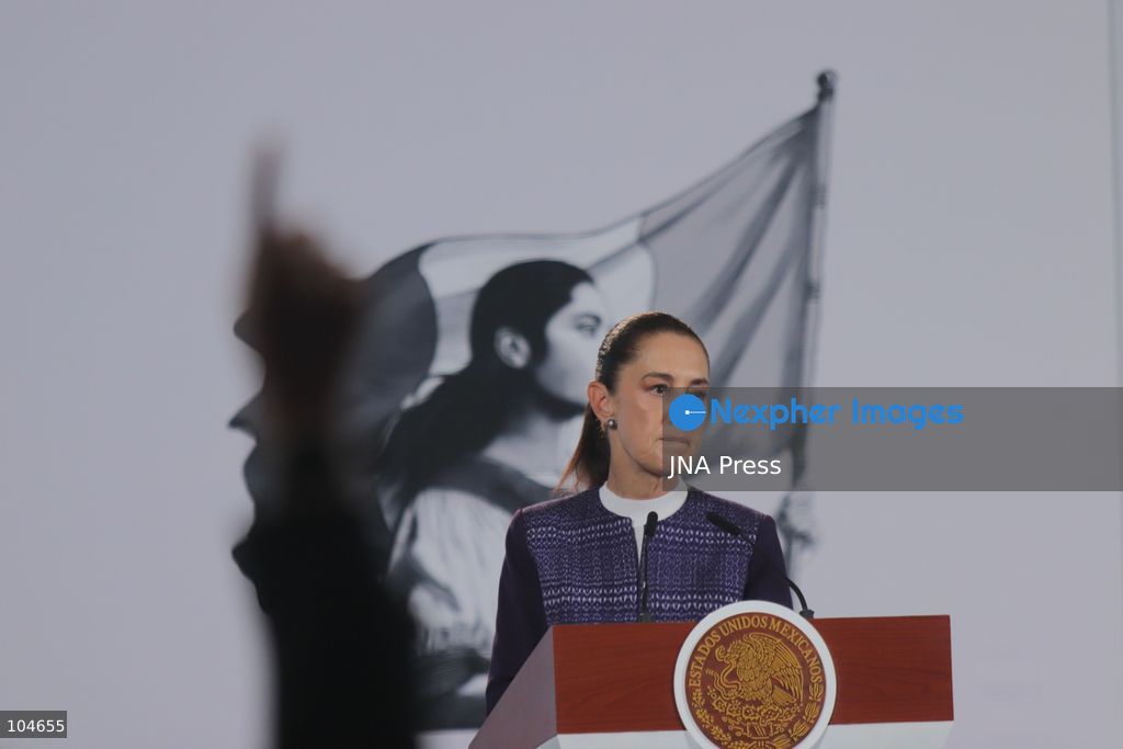 MEXICO CITY, MEXICO, OCTOBER 12, 2026: Mexican President Claudia Sheinbaum speaks during her morning press conference at the National Palace in Mexico City. Sheinbaum says the United States-Mexico-Canada Agreement (USMCA) remains in force while Mexico continues trade talks with the United States. Photo by Carlos Santiago / JNA Press. (Photo by Carlos Santiago/JNA Press via Nexpher Images)