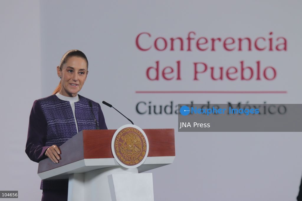 MEXICO CITY, MEXICO, OCTOBER 12, 2026: Mexican President Claudia Sheinbaum speaks during her morning press conference at the National Palace in Mexico City. Sheinbaum says the United States-Mexico-Canada Agreement (USMCA) remains in force while Mexico continues trade talks with the United States. Photo by Carlos Santiago / JNA Press. (Photo by Carlos Santiago/JNA Press via Nexpher Images)