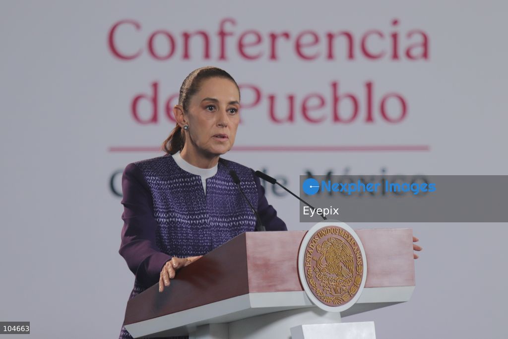 Mexican President Claudia Sheinbaum speaks during her daily morning press conference at the National Palace. Sheinbaum addressed the political situation in Jalisco, clarified the scope of a controversial digital fraud bill, and monitored federal responses to Hurricane Simon. on October 12, 2026 in Mexico City, Mexico. (Photo by Carlos Santiago/ Eyepix Group) (Photo by Carlos Santiago/ Eyepix Group/Eyepix via Nexpher Images)