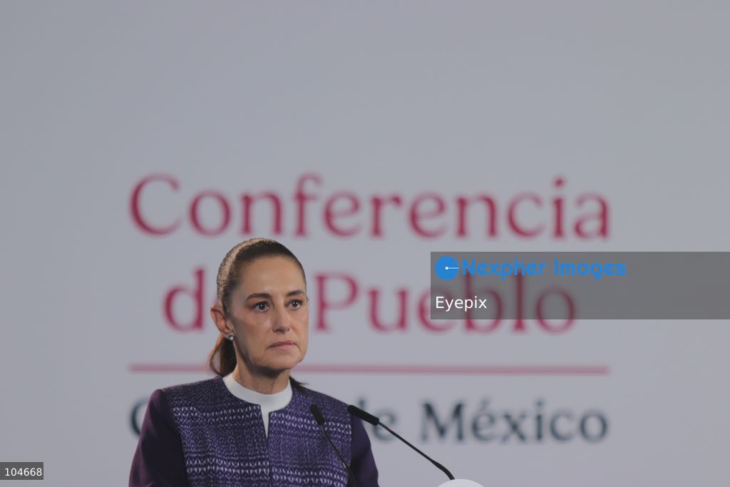 Mexican President Claudia Sheinbaum speaks during her daily morning press conference at the National Palace. Sheinbaum addressed the political situation in Jalisco, clarified the scope of a controversial digital fraud bill, and monitored federal responses to Hurricane Simon. on October 12, 2026 in Mexico City, Mexico. (Photo by Carlos Santiago/ Eyepix Group) (Photo by Carlos Santiago/ Eyepix Group/Eyepix via Nexpher Images)