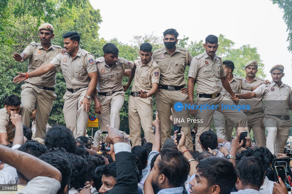 NEW DELHI, INDIA, OCTOBER 12, 2026: Congress leader Rahul Gandhi and INDIA bloc leaders march towards the Supreme Court in New Delhi, demanding the resignation of Chief Election Commissioner Gyanesh Kumar over alleged irregularities in the Special Intensive Revision (SIR) of electoral rolls. The march takes place amid heavy security deployment and barricades in central Delhi. The Election Commission denies wrongdoing. Photo by Yanni Rawat / JNA Press. (Photo by yanni rawat/JNA Press via Nexpher Images)