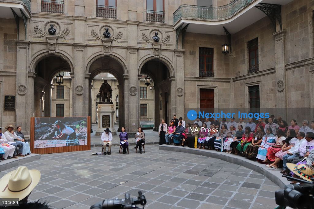 MEXICO CITY, MEXICO, OCTOBER 12, 2026: Mexican President Claudia Sheinbaum meets representatives of Indigenous and Afro-Mexican peoples and communities at the National Palace in Mexico City during commemorations marking October 12. The event includes discussions on their rights and a consultation on proposed legislation concerning Indigenous and Afro-Mexican peoples. Photo by Carlos Santiago / JNA Press. (Photo by Carlos Santiago/JNA Press via Nexpher Images)