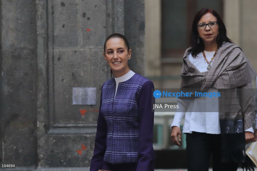MEXICO CITY, MEXICO, OCTOBER 12, 2026: Mexican President Claudia Sheinbaum meets representatives of Indigenous and Afro-Mexican peoples and communities at the National Palace in Mexico City during commemorations marking October 12. The event includes discussions on their rights and a consultation on proposed legislation concerning Indigenous and Afro-Mexican peoples. Photo by Carlos Santiago / JNA Press. (Photo by Carlos Santiago/JNA Press via Nexpher Images)