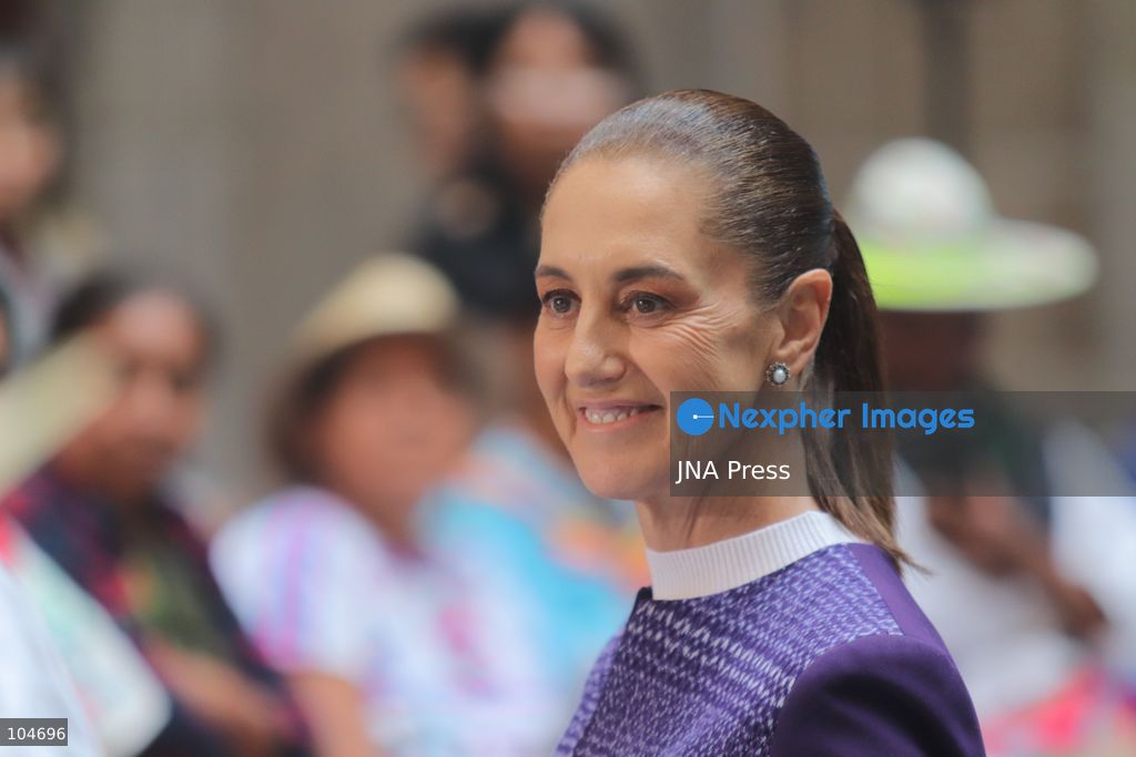 MEXICO CITY, MEXICO, OCTOBER 12, 2026: Mexican President Claudia Sheinbaum meets representatives of Indigenous and Afro-Mexican peoples and communities at the National Palace in Mexico City during commemorations marking October 12. The event includes discussions on their rights and a consultation on proposed legislation concerning Indigenous and Afro-Mexican peoples. Photo by Carlos Santiago / JNA Press. (Photo by Carlos Santiago/JNA Press via Nexpher Images)