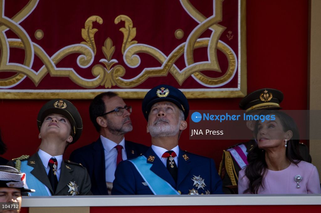 MADRID, SPAIN, OCTOBER 12, 2026: Spain's King Felipe VI and Queen Letizia preside over National Day celebrations in Madrid. Prime Minister Pedro Sanchez, government ministers and other national, regional and local officials attend the commemorative events. Photo by C. Carvajal / JNA Press. (Photo by C. Carvajal/JNA Press via Nexpher Images)
