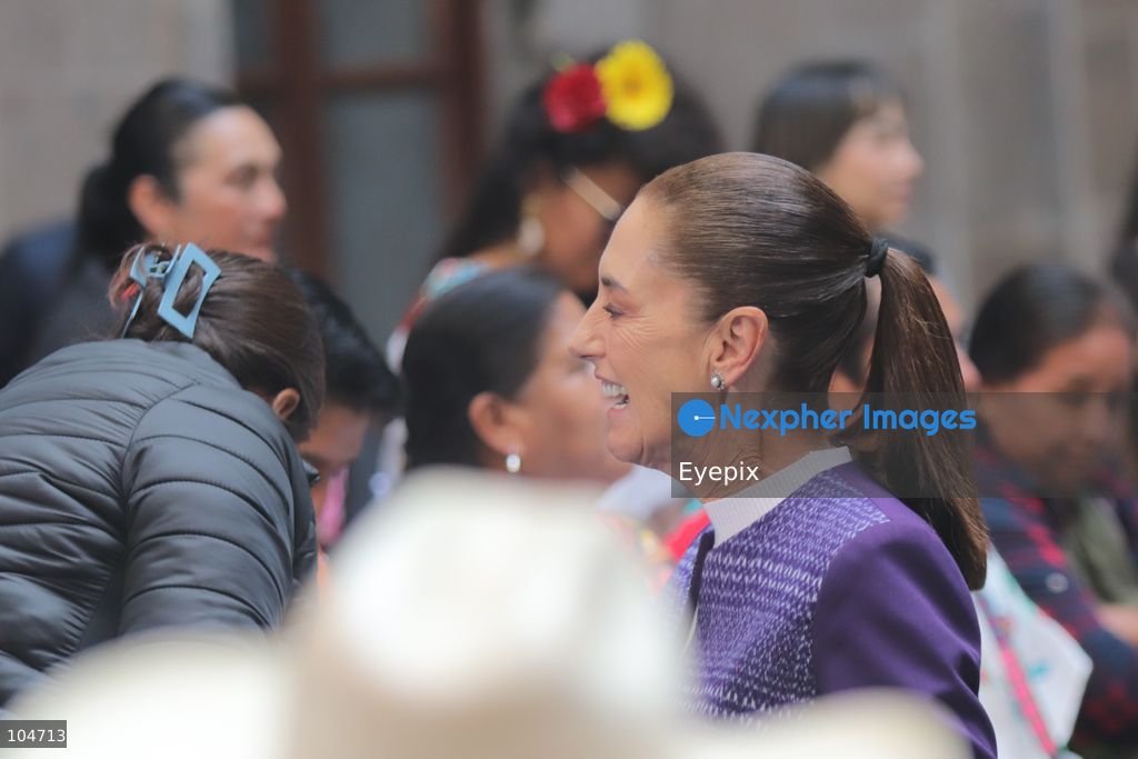 Mexican President Claudia Sheinbaum attends the "Dialogue with Indigenous and Afro-Mexican Peoples" to mark the Day of the Pluricultural Nation. Sheinbaum met with community leaders to discuss new legislative reforms recognizing indigenous towns as subjects of public at National Palace. on October 12, 2026 in Mexico City, Mexico. (Photo by Carlos Santiago/ Eyepix Group) (Photo by Carlos Santiago/ Eyepix Group/Eyepix via Nexpher Images)