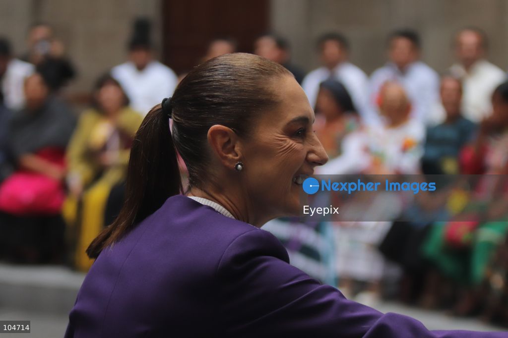 Mexican President Claudia Sheinbaum attends the "Dialogue with Indigenous and Afro-Mexican Peoples" to mark the Day of the Pluricultural Nation. Sheinbaum met with community leaders to discuss new legislative reforms recognizing indigenous towns as subjects of public at National Palace. on October 12, 2026 in Mexico City, Mexico. (Photo by Carlos Santiago/ Eyepix Group) (Photo by Carlos Santiago/ Eyepix Group/Eyepix via Nexpher Images)