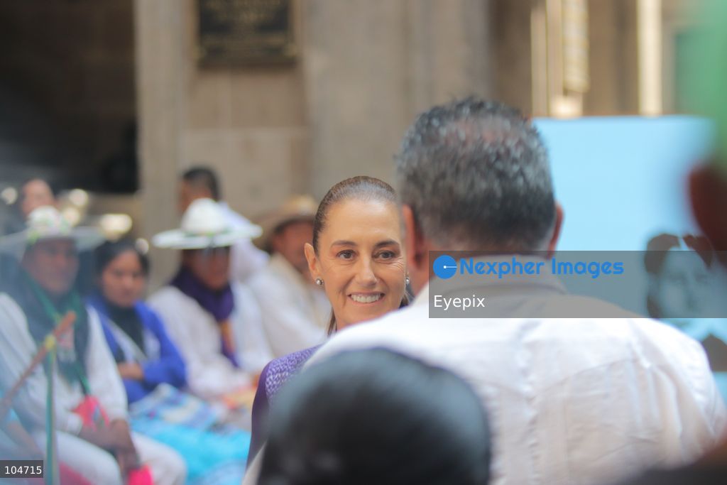 Mexican President Claudia Sheinbaum attends the "Dialogue with Indigenous and Afro-Mexican Peoples" to mark the Day of the Pluricultural Nation. Sheinbaum met with community leaders to discuss new legislative reforms recognizing indigenous towns as subjects of public at National Palace. on October 12, 2026 in Mexico City, Mexico. (Photo by Carlos Santiago/ Eyepix Group) (Photo by Carlos Santiago/ Eyepix Group/Eyepix via Nexpher Images)