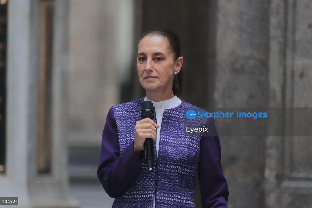 Mexican President Claudia Sheinbaum speaks during the "Dialogue with Indigenous and Afro-Mexican Peoples" to mark the Day of the Pluricultural Nation. Sheinbaum met with community leaders to discuss new legislative reforms recognizing indigenous towns as subjects of public at National Palace. on October 12, 2026 in Mexico City, Mexico. (Photo by Carlos Santiago/ Eyepix Group) (Photo by Carlos Santiago/ Eyepix Group/Eyepix via Nexpher Images)