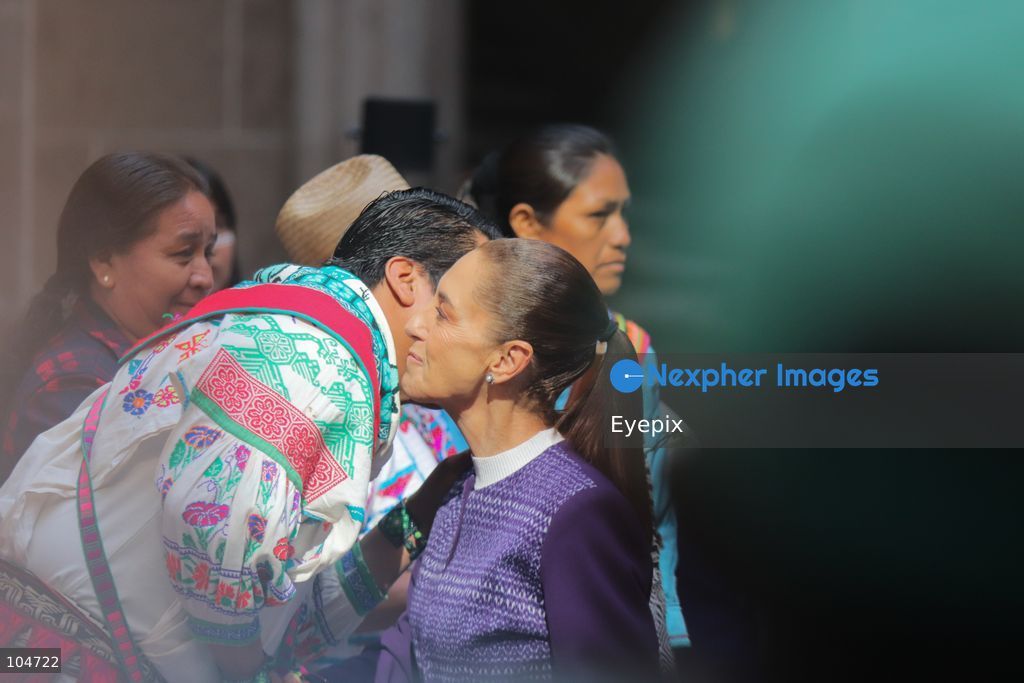 Mexican President Claudia Sheinbaum attends the "Dialogue with Indigenous and Afro-Mexican Peoples" to mark the Day of the Pluricultural Nation. Sheinbaum met with community leaders to discuss new legislative reforms recognizing indigenous towns as subjects of public at National Palace. on October 12, 2026 in Mexico City, Mexico. (Photo by Carlos Santiago/ Eyepix Group) (Photo by Carlos Santiago/ Eyepix Group/Eyepix via Nexpher Images)