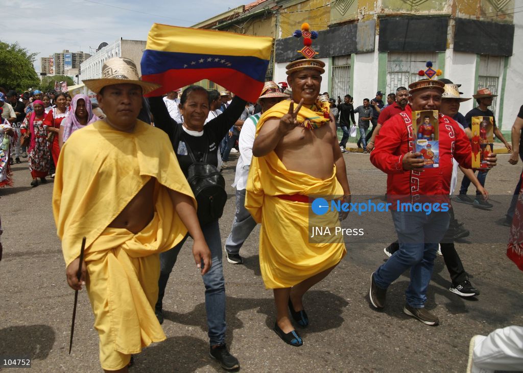 MARACAIBO, ZULIA, VENEZUELA, OCTOBER 12, 2026: Members of Indigenous communities take part in a march in Maracaibo to mark Indigenous Resistance Day. The gathering celebrates Indigenous cultural heritage and identity. Photo by Humberto Matheus / JNA Press. (Photo by Humberto Matheus/JNA Press via Nexpher Images)