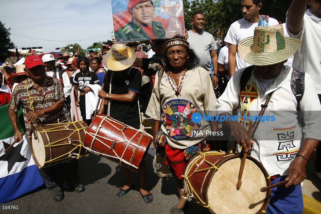 MARACAIBO, ZULIA, VENEZUELA, OCTOBER 12, 2026: Members of Indigenous communities take part in a march in Maracaibo to mark Indigenous Resistance Day. The gathering celebrates Indigenous cultural heritage and identity. Photo by Humberto Matheus / JNA Press. (Photo by Humberto Matheus/JNA Press via Nexpher Images)
