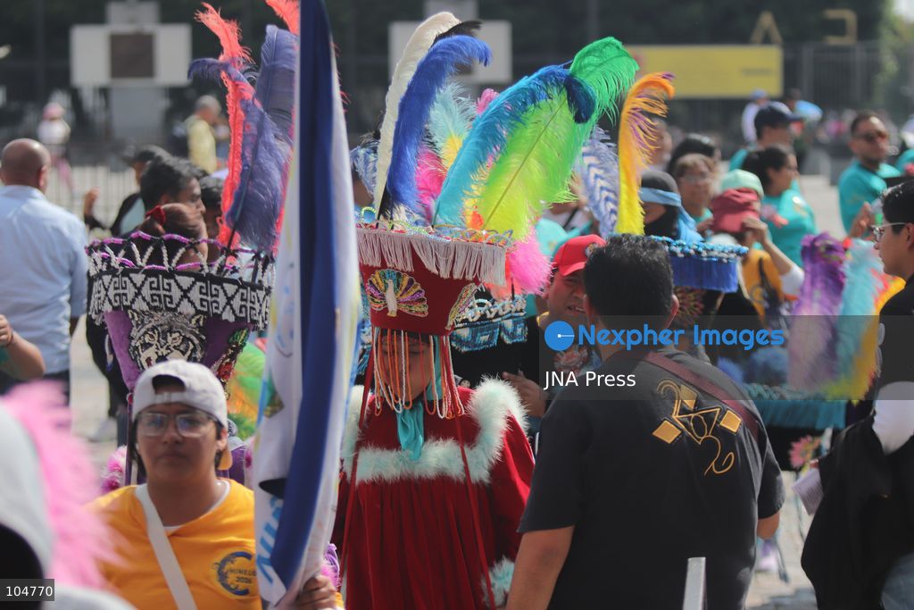 MEXICO CITY, MEXICO, OCTOBER 12, 2026: Children and adults take part in a pilgrimage from Xochimilco to the Basilica of Guadalupe in Mexico City, accompanied by traditional chinelo dancers. Photo by Carlos Santiago / JNA Press. (Photo by Carlos Santiago/JNA Press via Nexpher Images)
