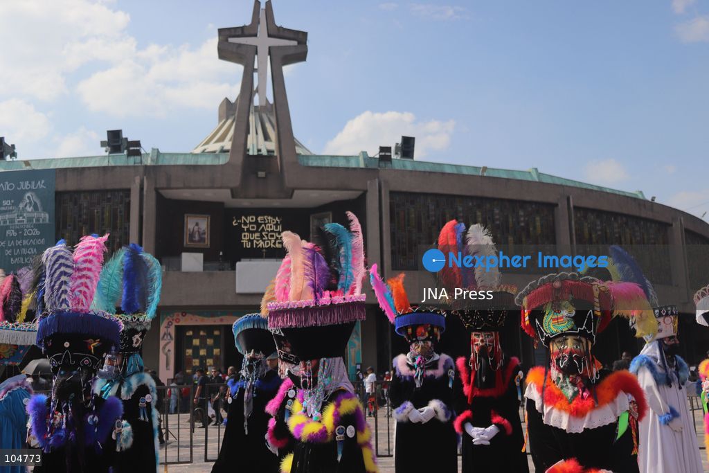 MEXICO CITY, MEXICO, OCTOBER 12, 2026: Children and adults take part in a pilgrimage from Xochimilco to the Basilica of Guadalupe in Mexico City, accompanied by traditional chinelo dancers. Photo by Carlos Santiago / JNA Press. (Photo by Carlos Santiago/JNA Press via Nexpher Images)