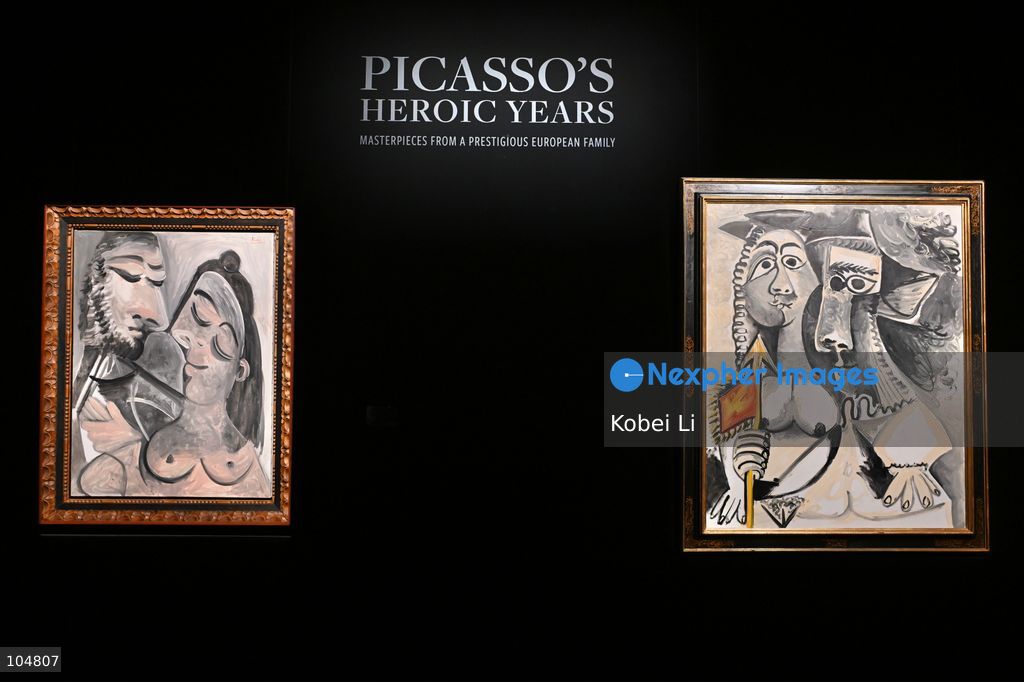 Femme nue et homme au fanion and Couple, two artworks of Pablo Picasso display at Sotheby's Maison on October 13, 2026 in Hong Kong. (Photo by Kobei Li/Nexpher Images)