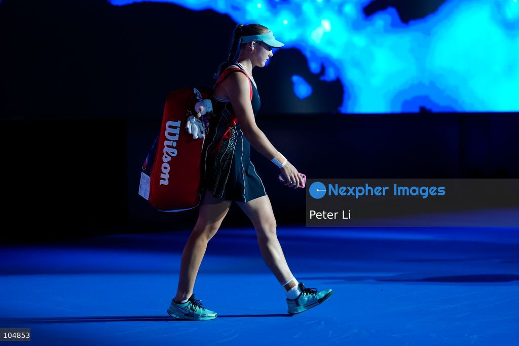 Mirra Andreeva enters the court prior against Qinwen Zheng of China during their women's singles final match on day eleven of China Open at the National Tennis Center on October 11, 2026 in Beijing, China. (Photo by Peter Li/Nexpher Images)