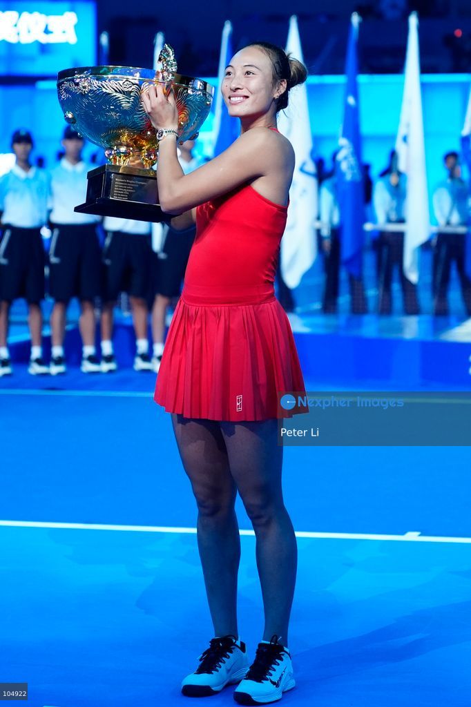 Zheng Qinwen of China defeated Mirra Andreeva 2-0 to claim the women's singles title at the 2026 China Open in Beijing on October 11, 2026. It was Zheng's first WTA 1000 title, making her the first home player to win the China Open women's singles. Zheng is pictured holding the trophy. (Photo by Peter Li/Nexpher Images)