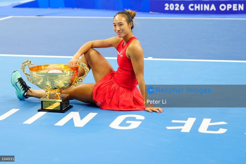 Zheng Qinwen of China defeated Mirra Andreeva 2-0 to claim the women's singles title at the 2026 China Open in Beijing on October 11, 2026. It was Zheng's first WTA 1000 title, making her the first home player to win the China Open women's singles. Zheng is pictured holding the trophy. (Photo by Peter Li/Nexpher Images)