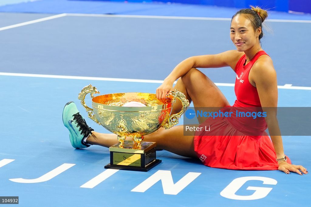 Zheng Qinwen of China defeated Mirra Andreeva 2-0 to claim the women's singles title at the 2026 China Open in Beijing on October 11, 2026. It was Zheng's first WTA 1000 title, making her the first home player to win the China Open women's singles. Zheng is pictured holding the trophy. (Photo by Peter Li/Nexpher Images)