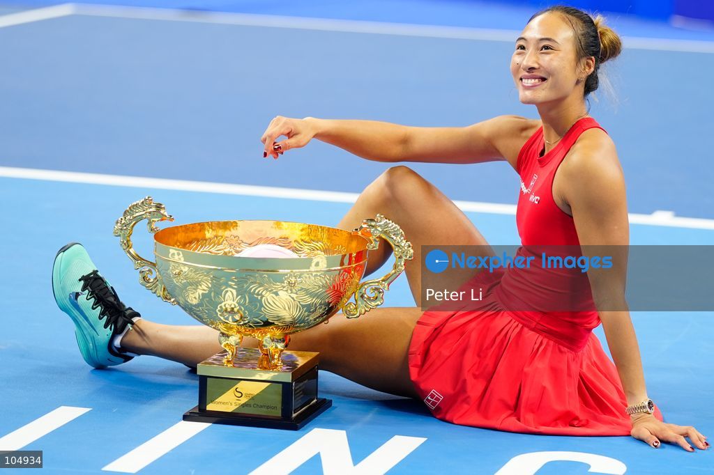 Zheng Qinwen of China defeated Mirra Andreeva 2-0 to claim the women's singles title at the 2026 China Open in Beijing on October 11, 2026. It was Zheng's first WTA 1000 title, making her the first home player to win the China Open women's singles. Zheng is pictured holding the trophy. (Photo by Peter Li/Nexpher Images)