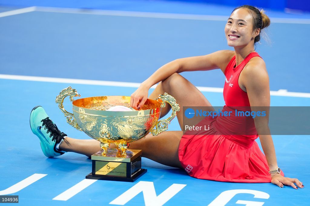 Zheng Qinwen of China defeated Mirra Andreeva 2-0 to claim the women's singles title at the 2026 China Open in Beijing on October 11, 2026. It was Zheng's first WTA 1000 title, making her the first home player to win the China Open women's singles. Zheng is pictured holding the trophy. (Photo by Peter Li/Nexpher Images)