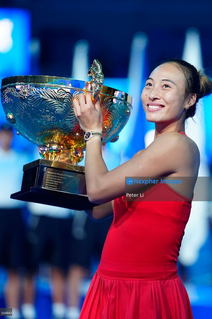 Zheng Qinwen of China defeated Mirra Andreeva 2-0 to claim the women's singles title at the 2026 China Open in Beijing on October 11, 2026. It was Zheng's first WTA 1000 title, making her the first home player to win the China Open women's singles. Zheng is pictured holding the trophy. (Photo by Peter Li/Nexpher Images)