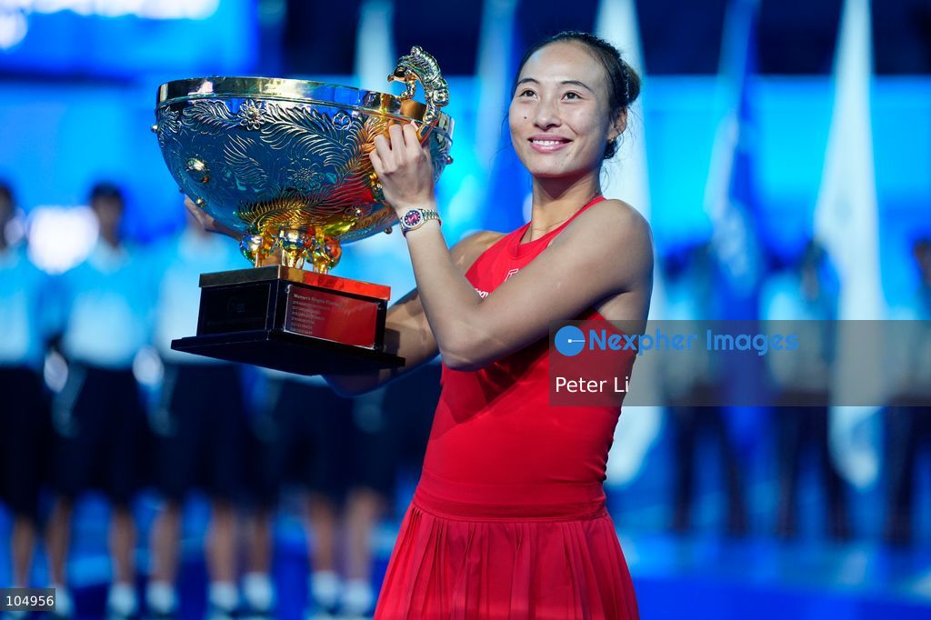 Zheng Qinwen of China defeated Mirra Andreeva 2-0 to claim the women's singles title at the 2026 China Open in Beijing on October 11, 2026. It was Zheng's first WTA 1000 title, making her the first home player to win the China Open women's singles. Zheng is pictured holding the trophy. (Photo by Peter Li/Nexpher Images)