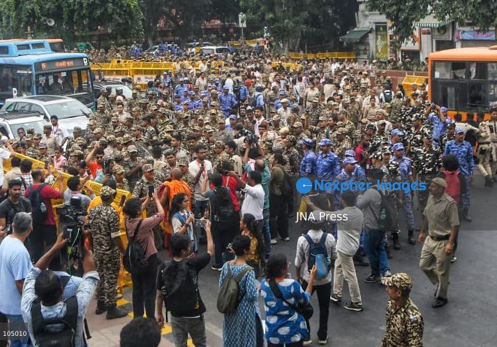 TOP PICS - NEW DELHI, INDIA, OCTOBER 12, 2026: Congress leader Rahul Gandhi takes part in a protest march from Barakhamba Road towards the Supreme Court in New Delhi, demanding the resignation of India's Chief Election Commissioner Gyanesh Kumar over alleged irregularities in the Special Intensive Revision (SIR) of electoral rolls. The Election Commission denies wrongdoing. Photo by Vishal Kapoor / JNA Press. (Photo by Vishal Kapoor/JNA Press via Nexpher Images)