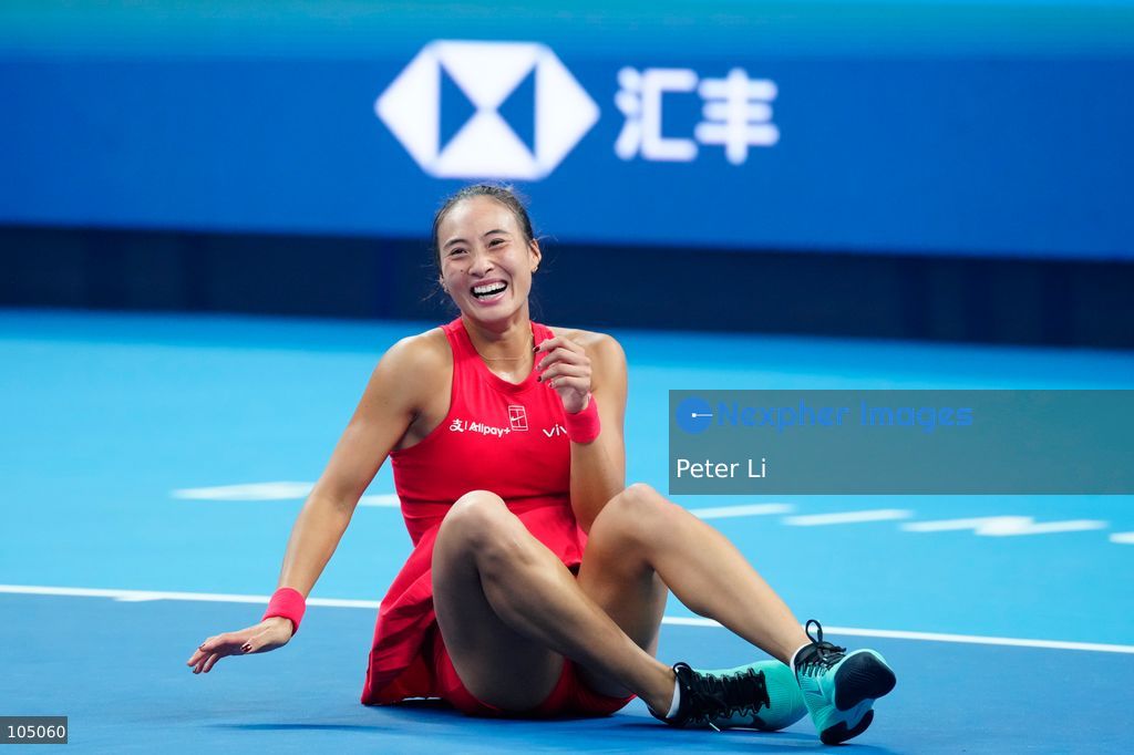 Zheng Qinwen of China celebrates winning against Mirra Andreeva of the Russia during their Womens Singles final match at the China Open tennis tournament in Beijing, China, 11 October 2026. (Photo by Peter Li/Nexpher Images)