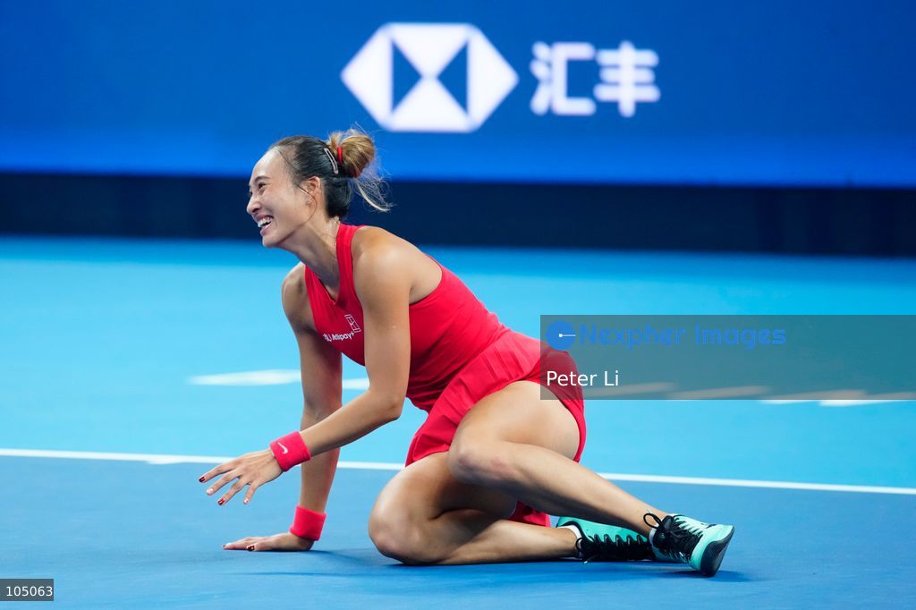 Zheng Qinwen of China celebrates winning against Mirra Andreeva of the Russia during their Womens Singles final match at the China Open tennis tournament in Beijing, China, 11 October 2026. (Photo by Peter Li/Nexpher Images)