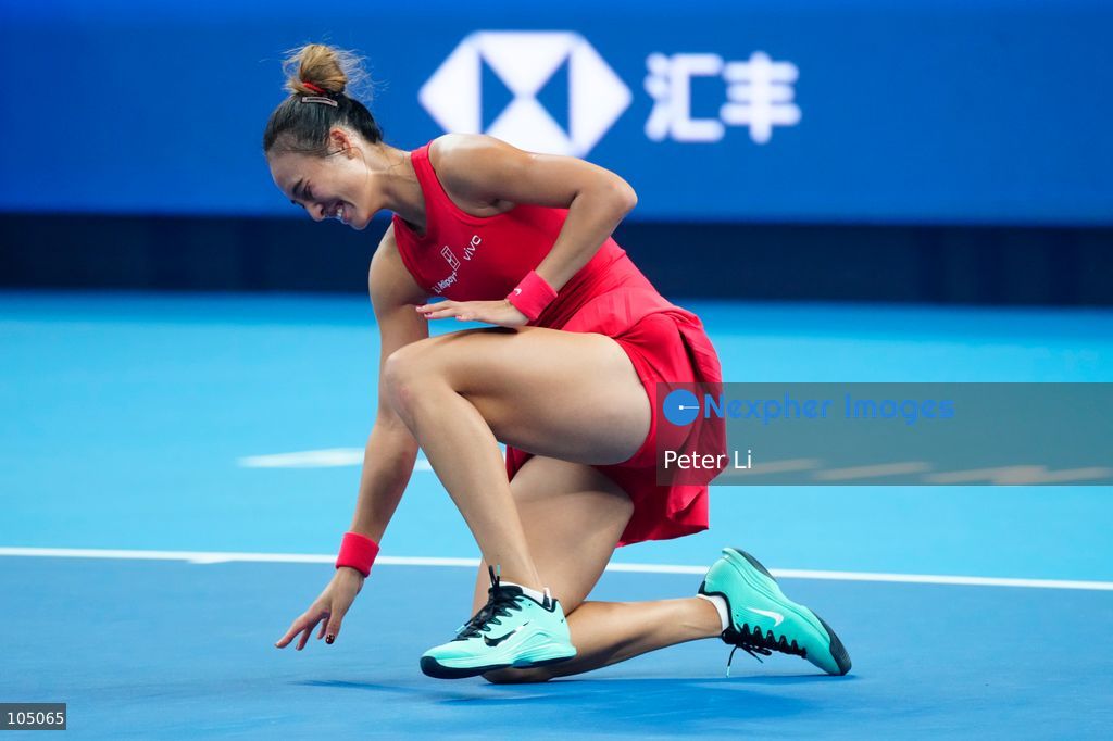 Zheng Qinwen of China celebrates winning against Mirra Andreeva of the Russia during their Womens Singles final match at the China Open tennis tournament in Beijing, China, 11 October 2026. (Photo by Peter Li/Nexpher Images)