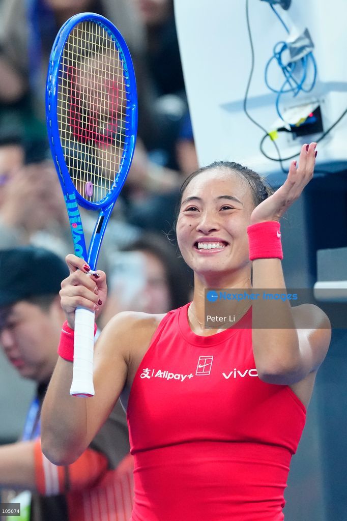 Zheng Qinwen of China celebrates winning against Mirra Andreeva of the Russia during their Womens Singles final match at the China Open tennis tournament in Beijing, China, 11 October 2026. (Photo by Peter Li/Nexpher Images)