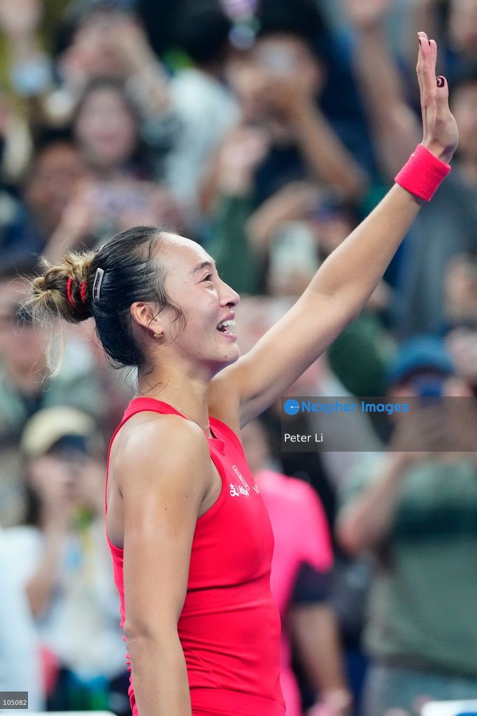 Zheng Qinwen of China celebrates winning against Mirra Andreeva of the Russia during their Womens Singles final match at the China Open tennis tournament in Beijing, China, 11 October 2026. (Photo by Peter Li/Nexpher Images)