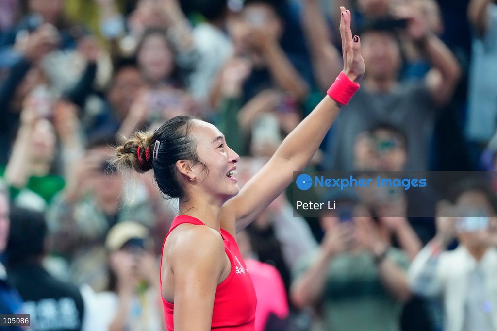 Zheng Qinwen of China celebrates winning against Mirra Andreeva of the Russia during their Womens Singles final match at the China Open tennis tournament in Beijing, China, 11 October 2026. (Photo by Peter Li/Nexpher Images)
