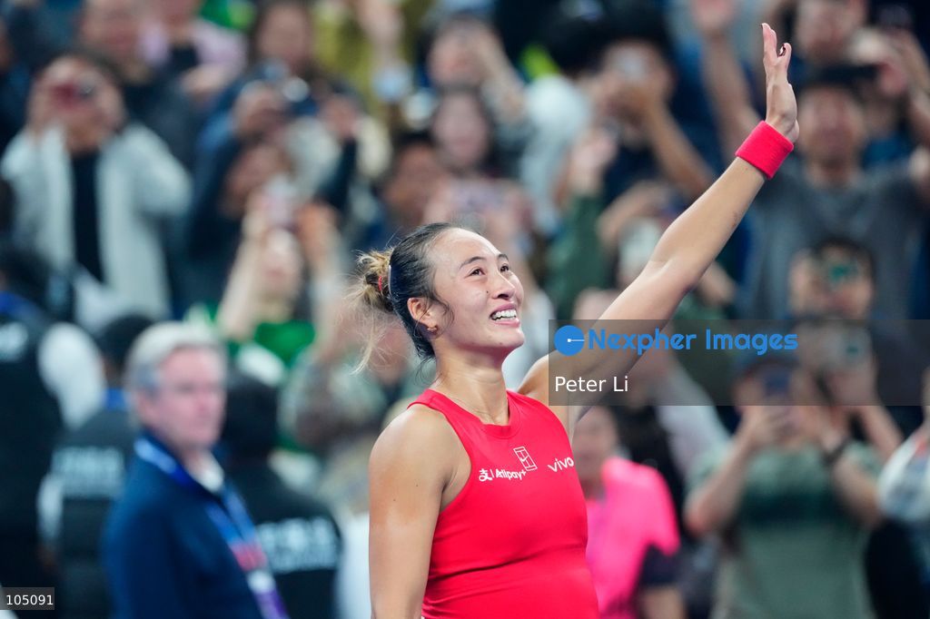 Zheng Qinwen of China celebrates winning against Mirra Andreeva of the Russia during their Womens Singles final match at the China Open tennis tournament in Beijing, China, 11 October 2026. (Photo by Peter Li/Nexpher Images)