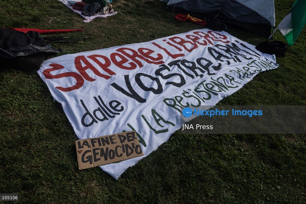 MILAN, ITALY, OCTOBER 12, 2026: A small group of roughly ten student activists gathers outside the COIMA headquarters, near the Bosco Verticale (Vertical Forest), to protest the high cost of living, soaring housing prices and the commodification of education. Organized by student groups UDU Milano and UDU Statale, the demonstration highlights the steep deficit in affordable student housing, noting that Milan hosts roughly 100,000 out-of-town students but offers fewer than 16,000 public university residential beds. Banners at the protest read ‘Generazione all’Asta’ (Generation at Auction) and ‘Cara Italia quanto ci costi’ (Dear Italy, how much you cost us), demanding immediate public funding for transport, public services and the fundamental right to study. Photo by Nadia Caimi / JNA Press (Photo by Nadia Caimi/JNA Press via Nexpher Images)