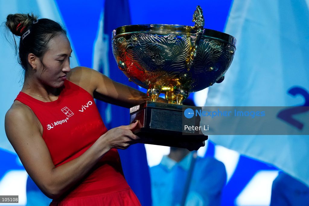 Zheng Qinwen of China poses with her trophy after winning her Womens Singles final match against Mirra Andreeva of the Russia at the China Open tennis tournament in Beijing, China, 11 October 2026. (Photo by Peter Li/Nexpher Images)