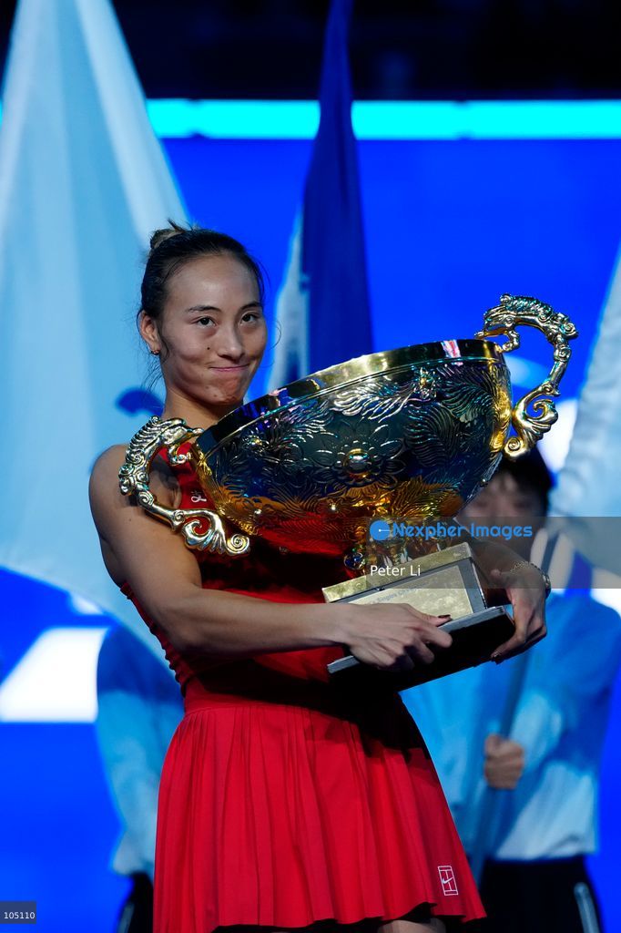 Zheng Qinwen of China poses with her trophy after winning her Womens Singles final match against Mirra Andreeva of the Russia at the China Open tennis tournament in Beijing, China, 11 October 2026. (Photo by Peter Li/Nexpher Images)
