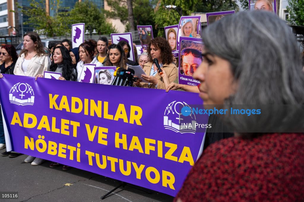 DIYARBAKIR, TURKEY, OCTOBER 13, 2026: The ‘Women, Justice, and Memory Vigil’, launched in Diyarbakır by the Diyarbakır Network for Combating Violence in response to the killings of women, is now in its second week. During the vigil in front of the Diyarbakır Courthouse, participants displayed a banner reading ‘Women are keeping a vigil for justice and memory’, carried photographs of women who had been killed and read out their stories. Photo by Ardıl Batmaz / JNA Press (Photo by ArdÄ±l Batmaz/JNA Press via Nexpher Images)