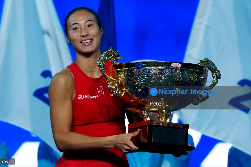 Zheng Qinwen of China poses with her trophy after winning her Womens Singles final match against Mirra Andreeva of the Russia at the China Open tennis tournament in Beijing, China, 11 October 2026. (Photo by Peter Li/Nexpher Images)