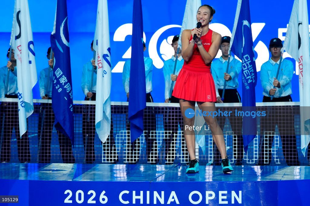 Zheng Qinwen of China poses with her trophy after winning her Womens Singles final match against Mirra Andreeva of the Russia at the China Open tennis tournament in Beijing, China, 11 October 2026. (Photo by Peter Li/Nexpher Images)