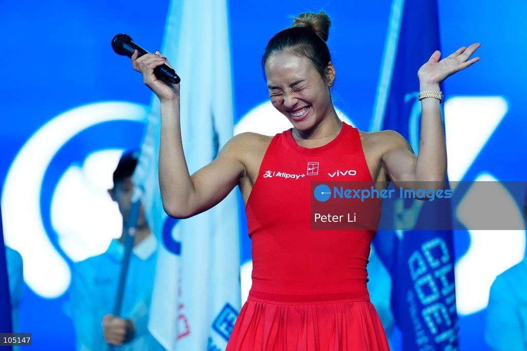 Zheng Qinwen of China poses with her trophy after winning her Womens Singles final match against Mirra Andreeva of the Russia at the China Open tennis tournament in Beijing, China, 11 October 2026. (Photo by Peter Li/Nexpher Images)